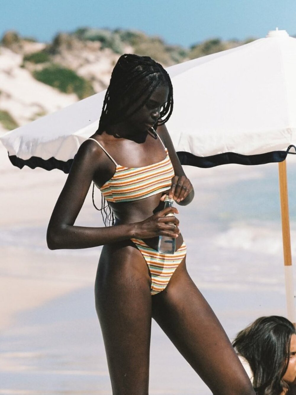 Triangl Mica Terry Towelling Crop Bikini SET - Bonn Rainbow Stripe - Size Small - Picture 5 of 8